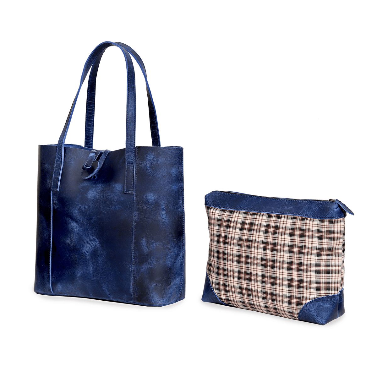 SEINNA LEATHER TOTE BAG - BLUE