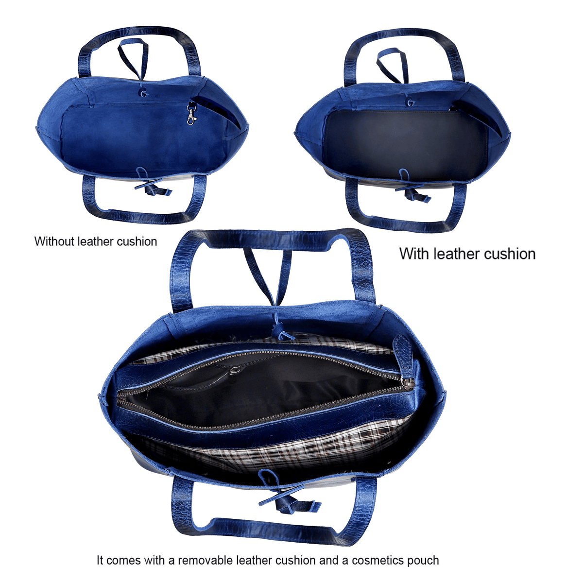 SEINNA LEATHER TOTE BAG - BLUE