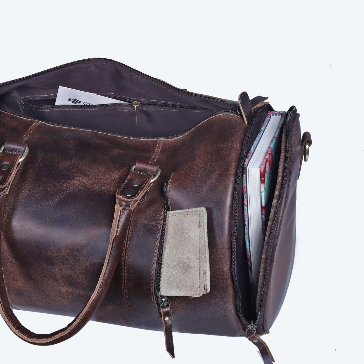 ARNOLD GYM LEATHER DUFFEL BAG