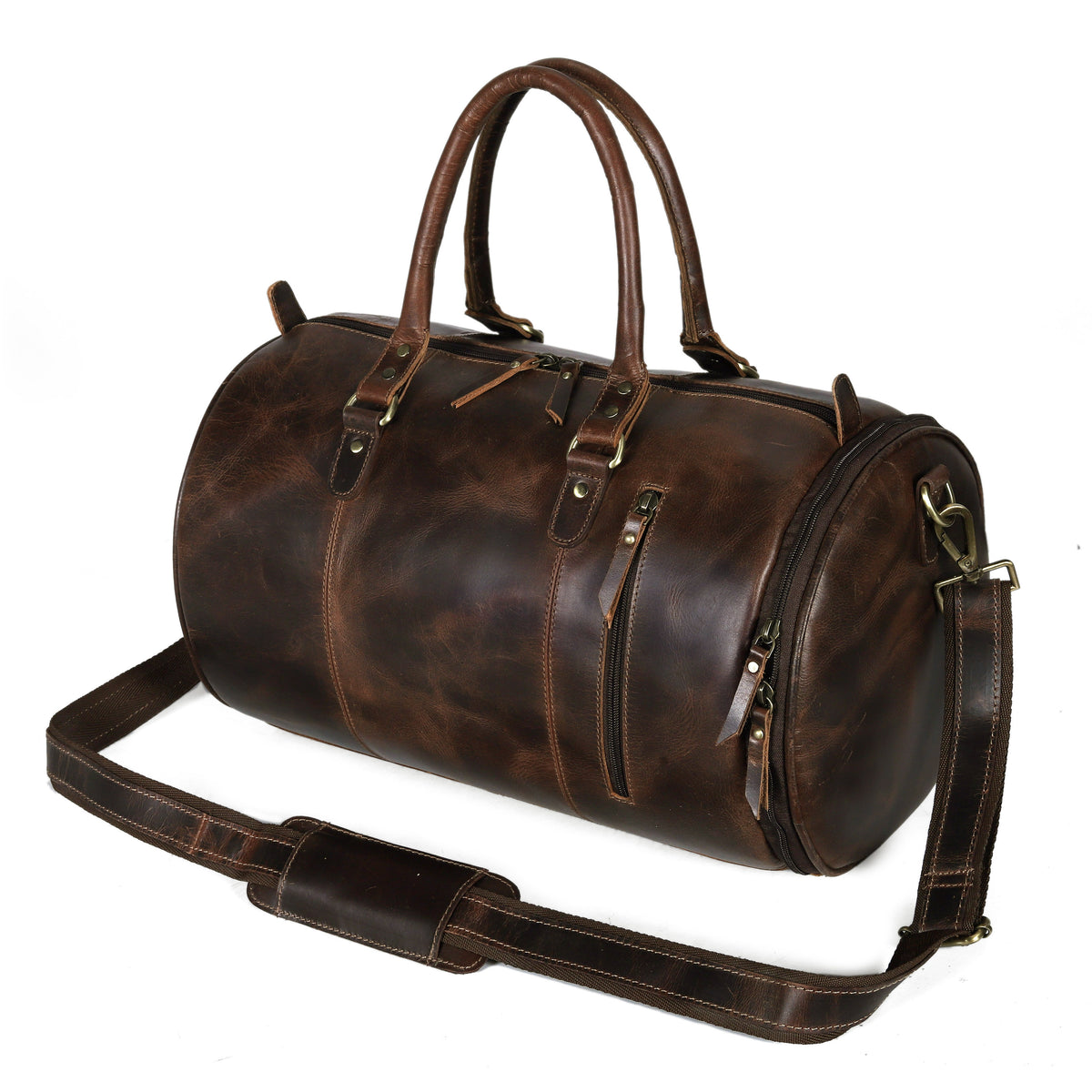 ARNOLD GYM LEATHER DUFFEL BAG