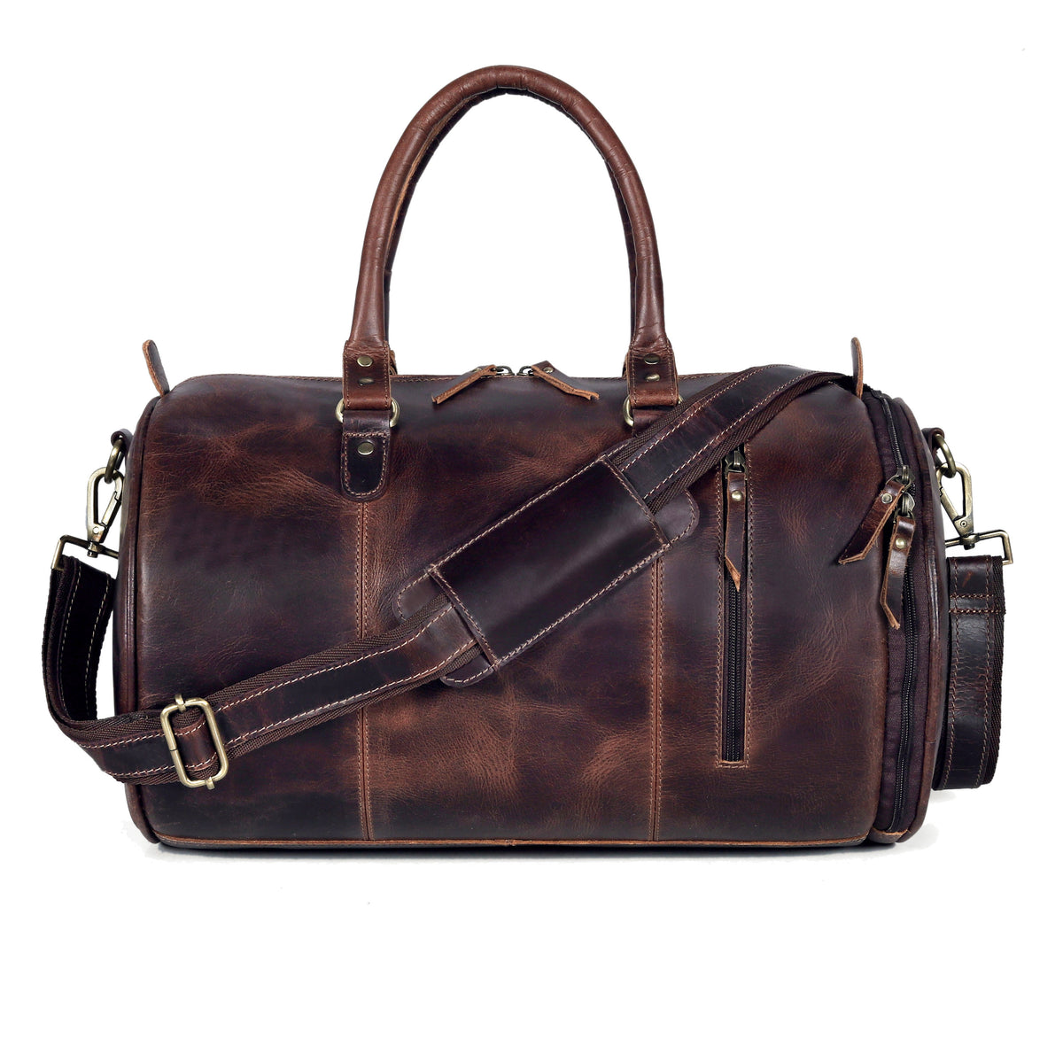 ARNOLD GYM LEATHER DUFFEL BAG