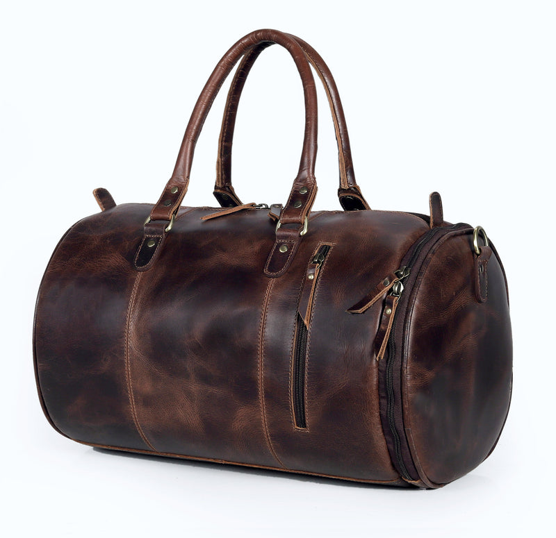 ARNOLD GYM LEATHER DUFFEL BAG - denverleathercraft