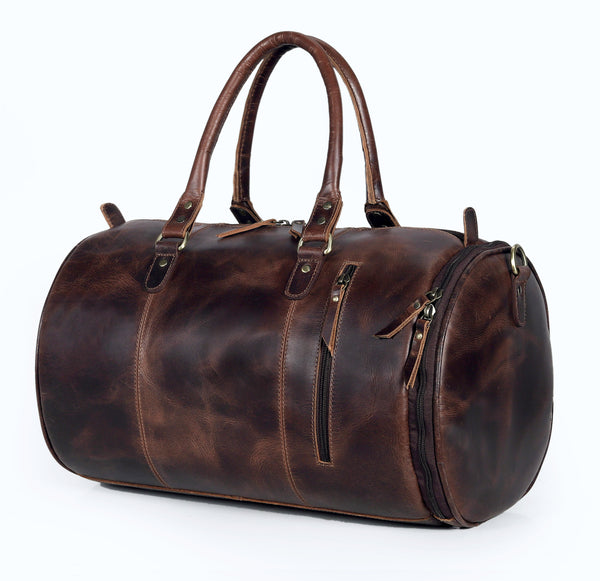 ARNOLD GYM LEATHER DUFFEL BAG