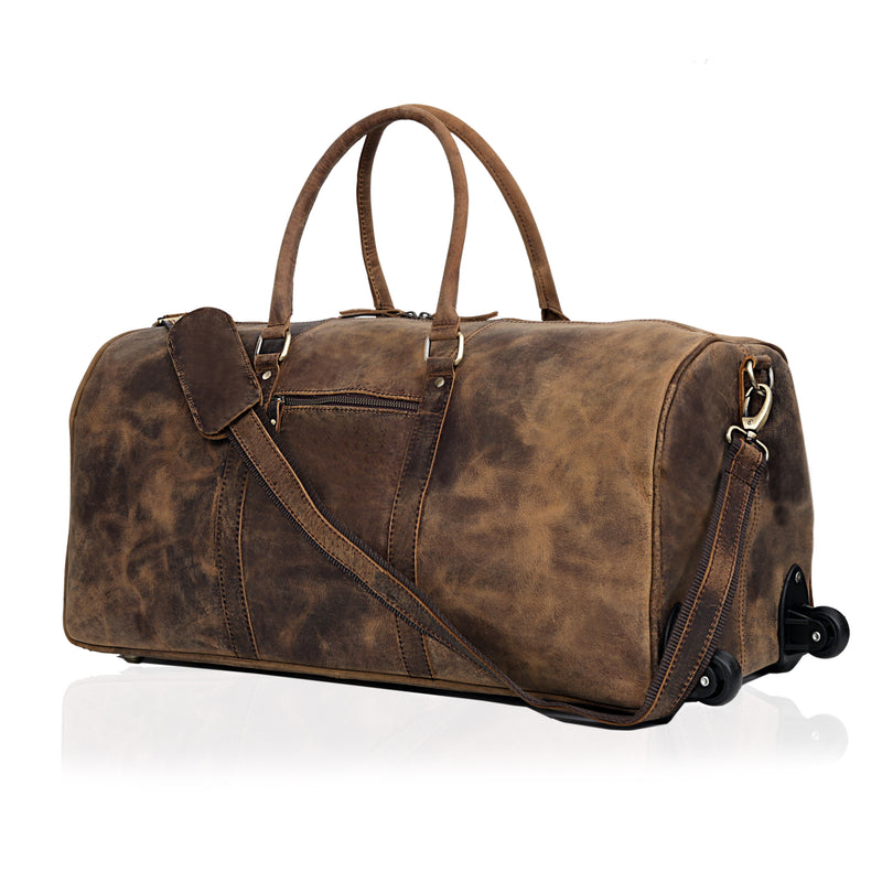 PENNSYLVANIA LEATHER TROLLEY DUFFEL BAG - denverleathercraft