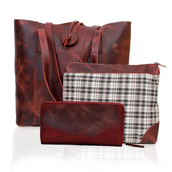 SEINNA LEATHER TOTE BAG - RED