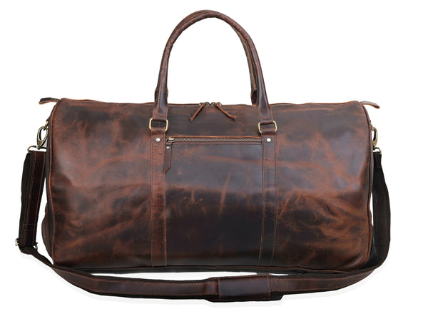 Premium Leather Trolley Duffle Bag