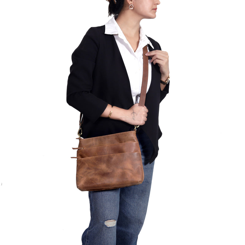 FLORENA LEATHER CROSSBODY BAG - denverleathercraft