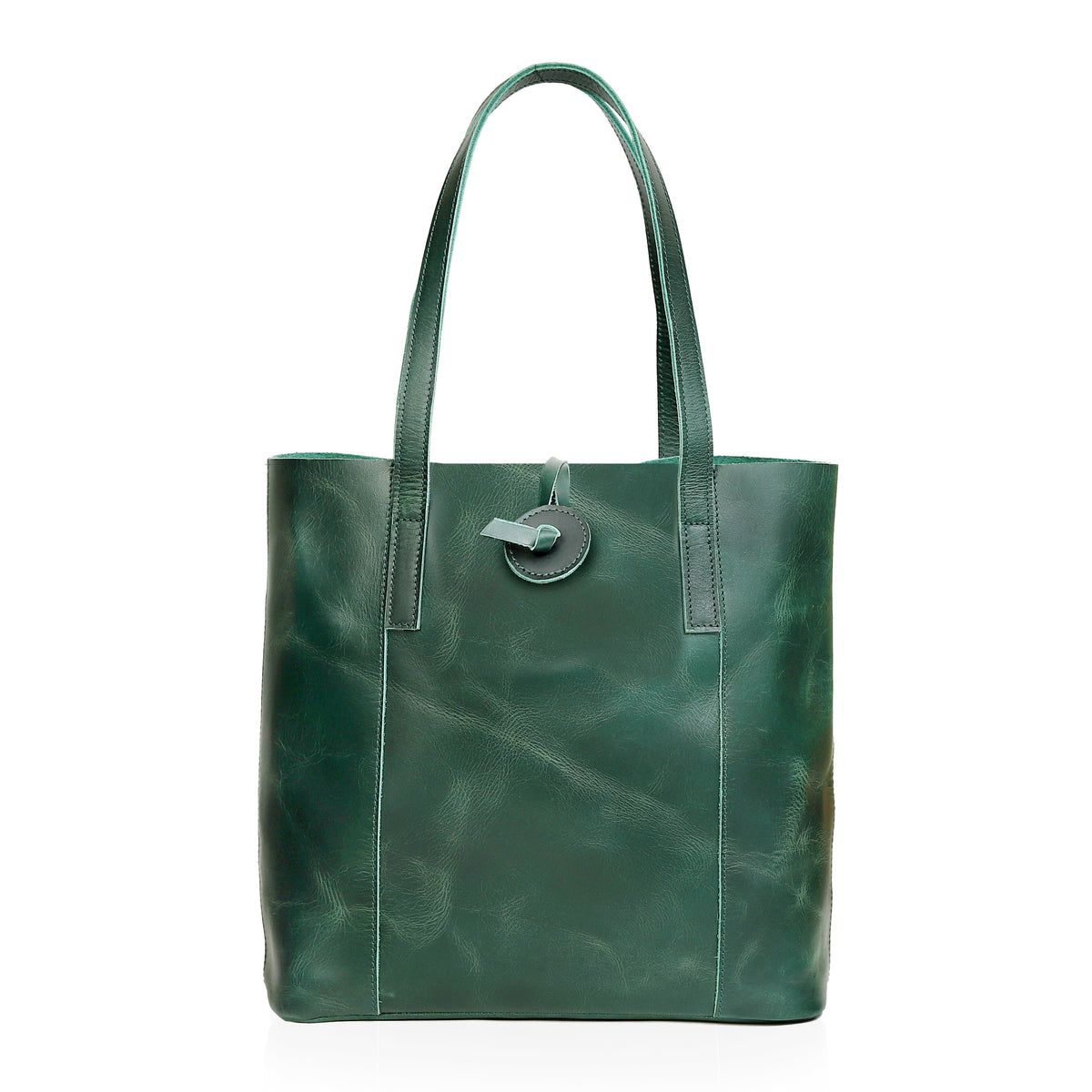 SEINNA LEATHER TOTE BAG-GREEN