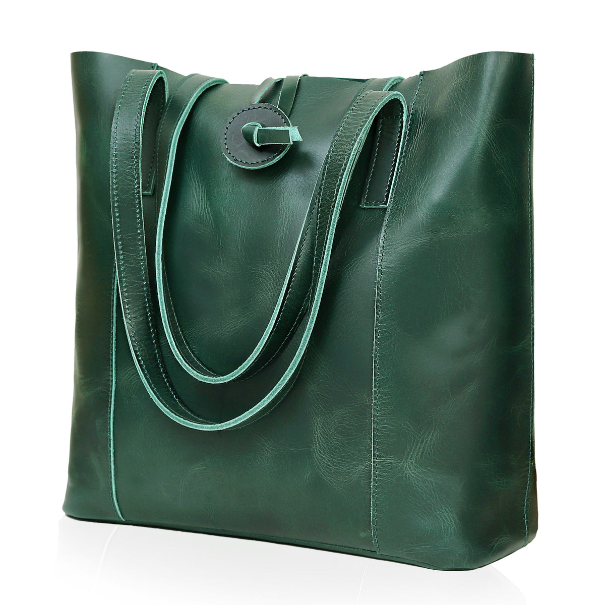 SEINNA LEATHER TOTE BAG-GREEN