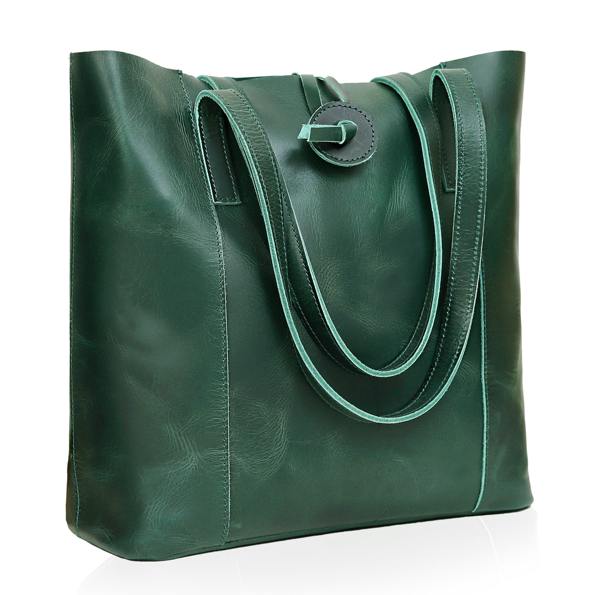 SEINNA LEATHER TOTE BAG-GREEN