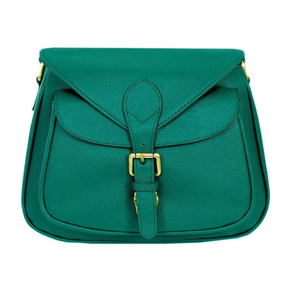 LITCHI LEATHER CROSSBODY BAG - TEAL
