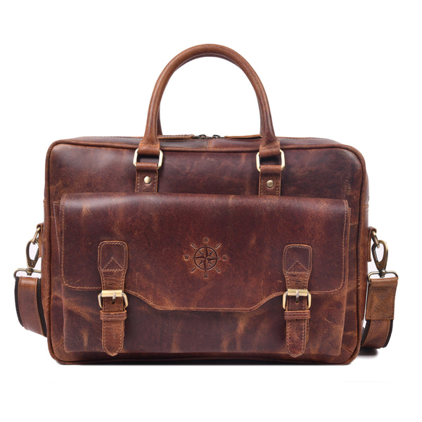 compass premium leather briefcase bag
