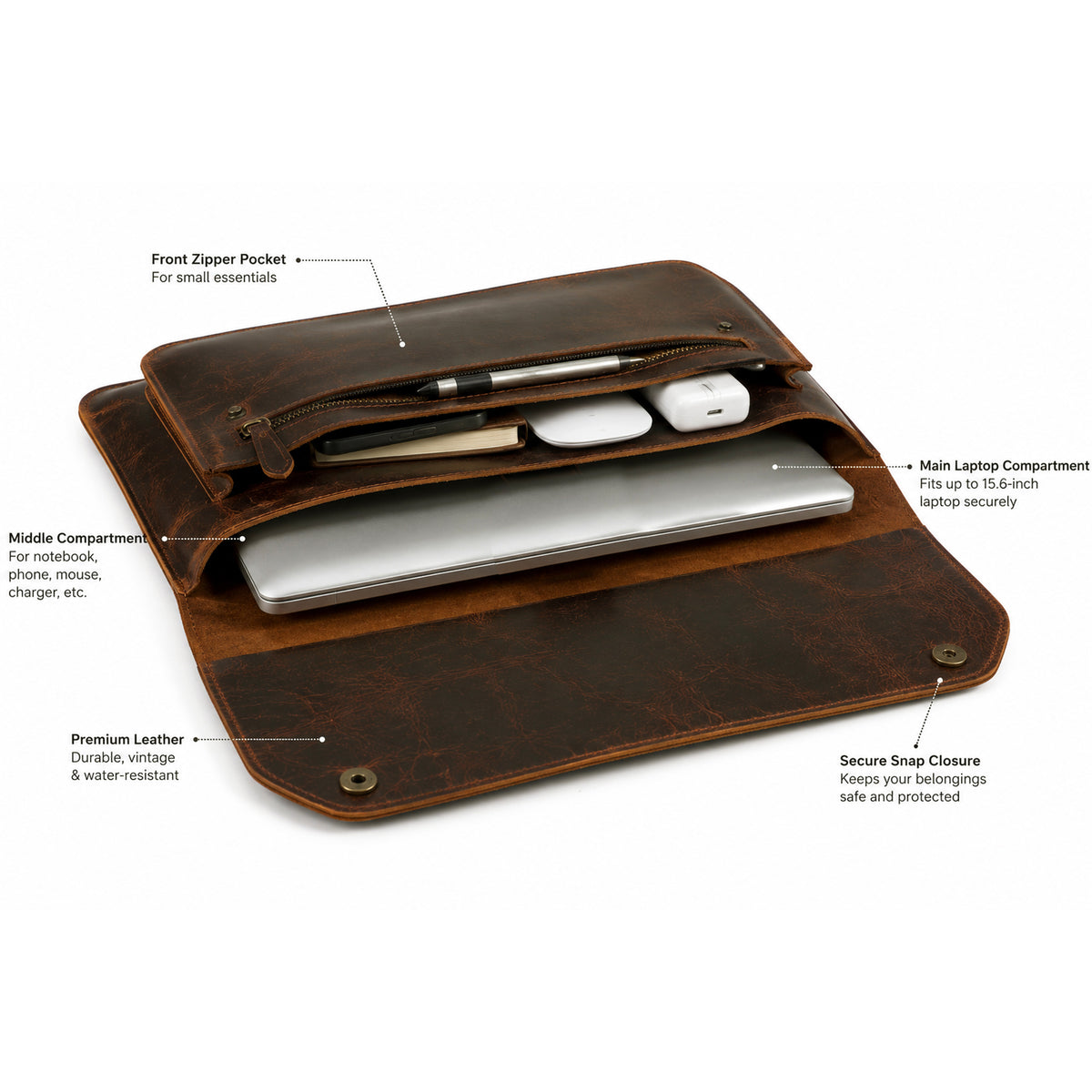 Leather laptop sleeve