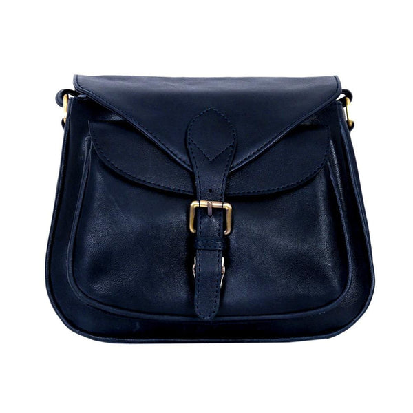 LITCHI LEATHER CROSSBODY BAG - BLUE