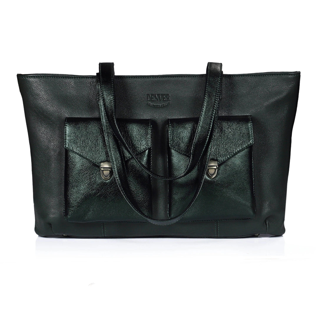 RICHIE RICH LARGE LEATHER TOTE BAG - CHOCO BROWN