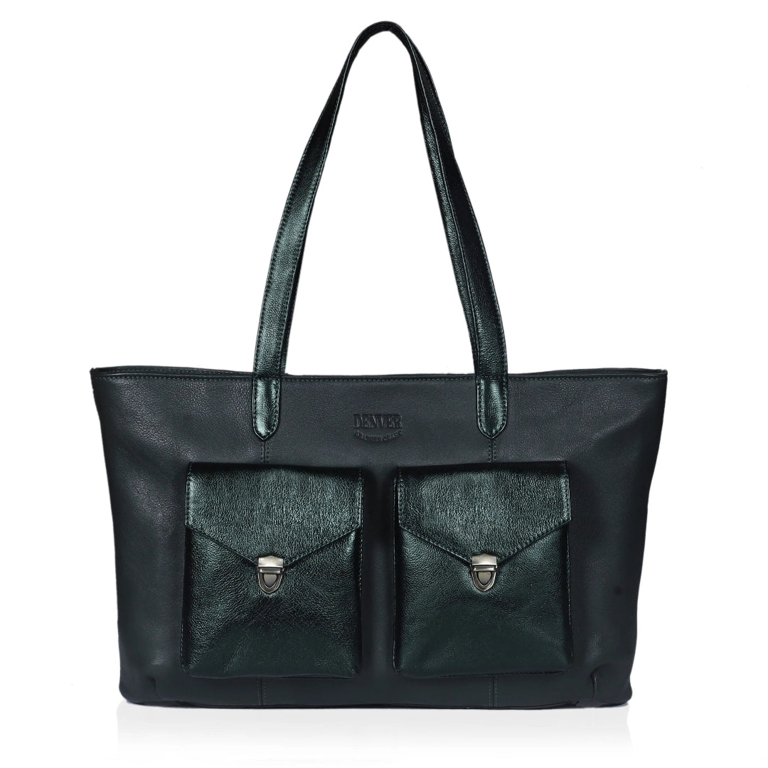 RICHIE RICH LARGE LEATHER TOTE BAG - CHOCO BROWN