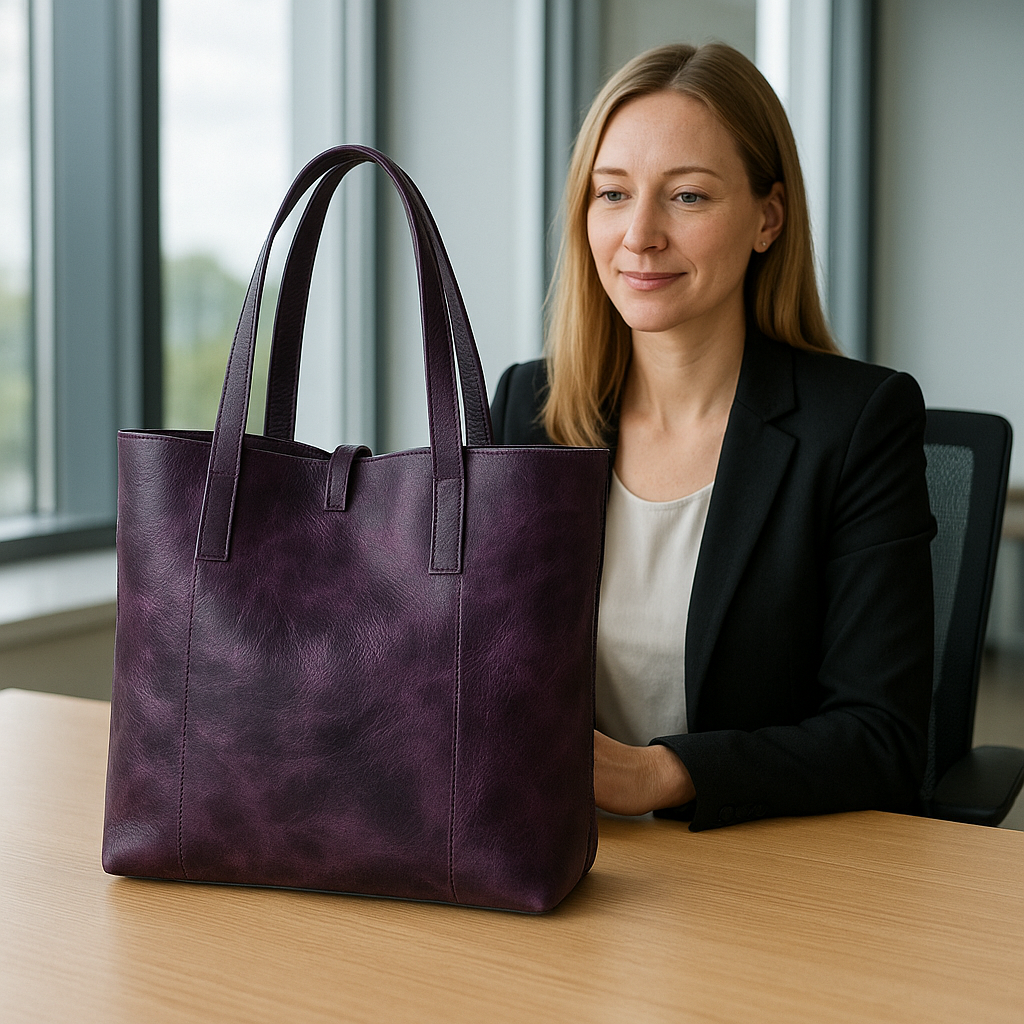 SEINNA LEATHER TOTE BAG - PURPLE