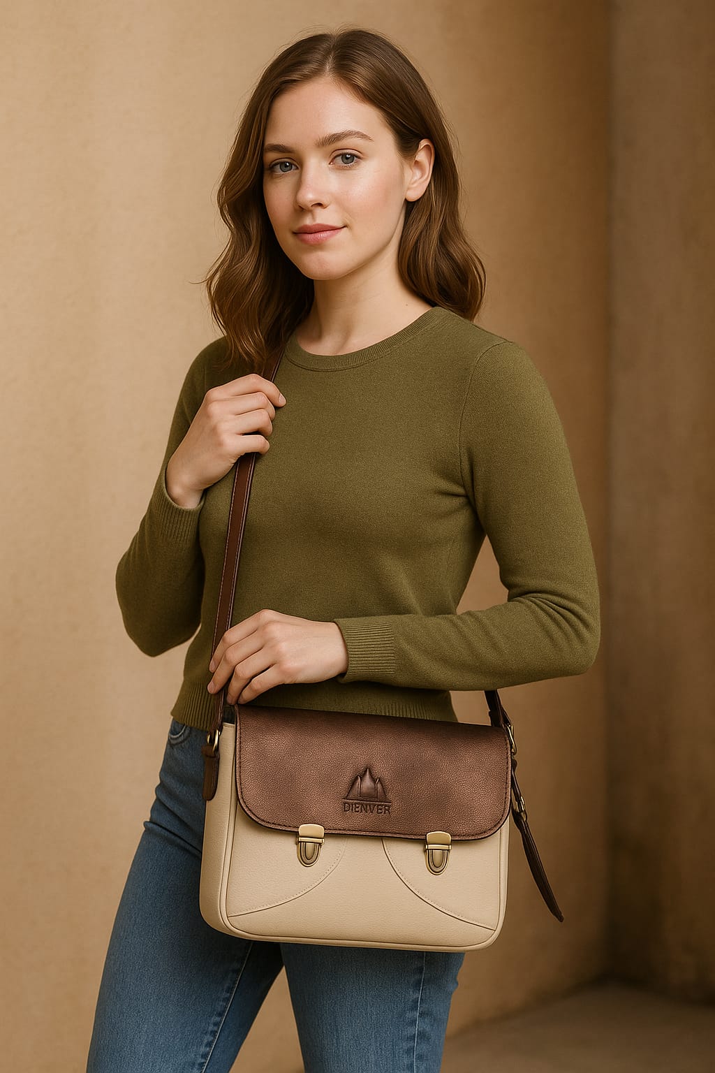 JAMIE CROSSBODY BAG - BANANA BEIGE - denverleathercraft