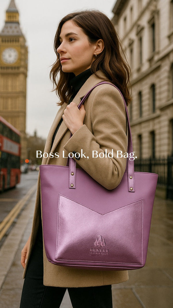 JULIET LEATHER TOTE BAG - LILAC