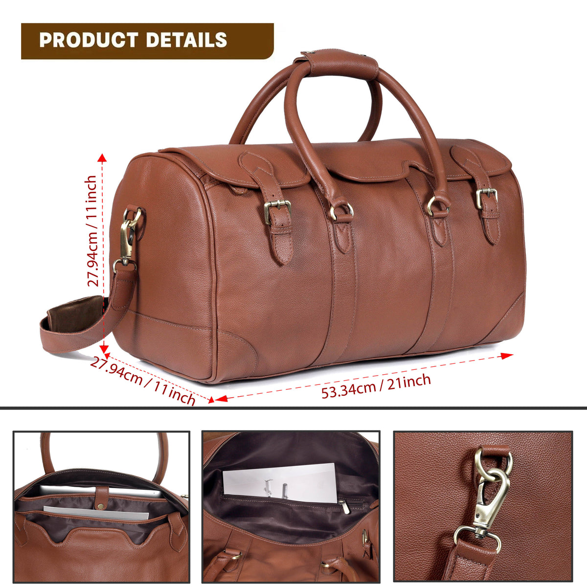 COGNAC LEATHER DUFFEL BAG - denverleathercraft
