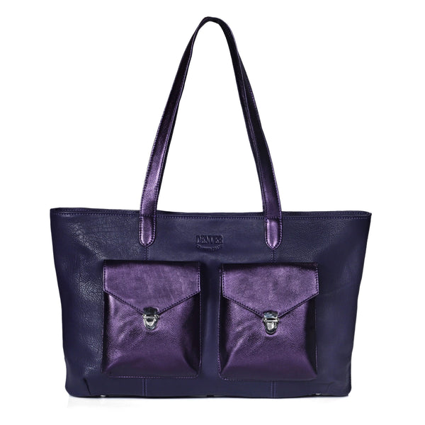 RICHIE RICH LARGE LEATHER TOTE BAG - BERRY PURPLE