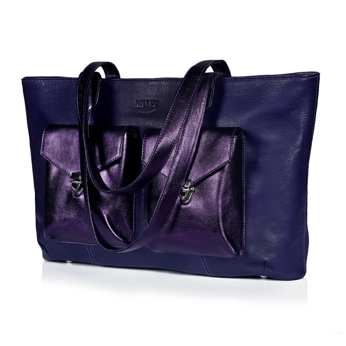 RICHIE RICH LARGE LEATHER TOTE BAG - BERRY PURPLE