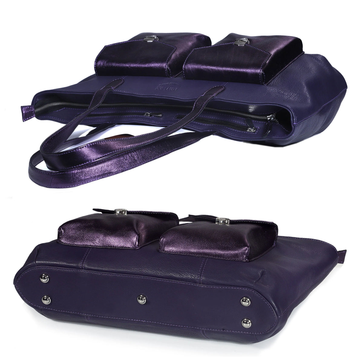 RICHIE RICH LARGE LEATHER TOTE BAG - BERRY PURPLE