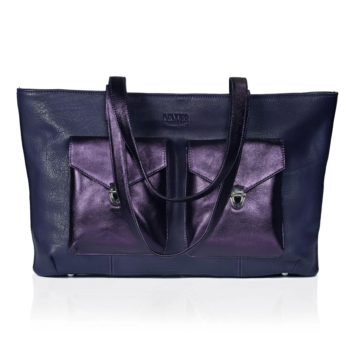 RICHIE RICH LARGE LEATHER TOTE BAG - BERRY PURPLE