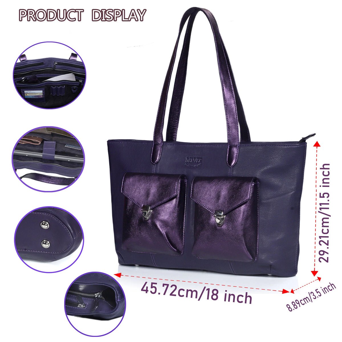 RICHIE RICH LARGE LEATHER TOTE BAG - BERRY PURPLE