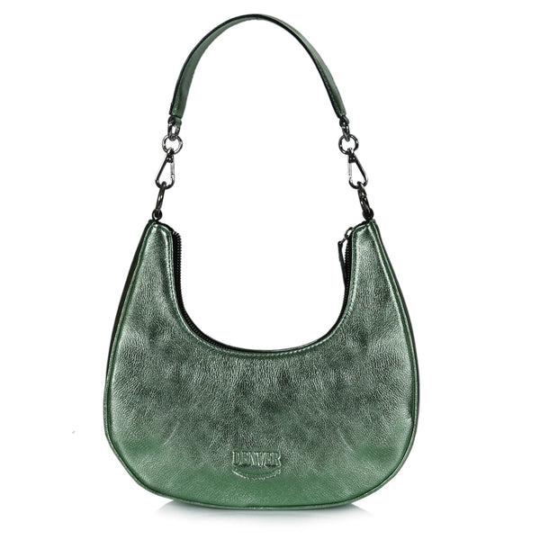 HALF MOON LEATHER PURSE - HOT GREEN