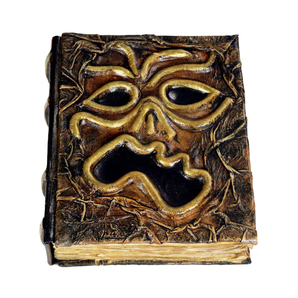 Spooky Leather Spellbook – The Cursed Face Edition