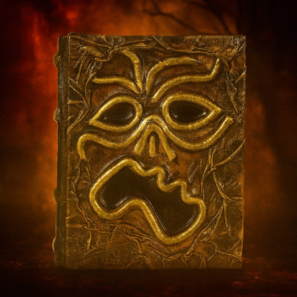 Spooky Leather Spellbook – The Cursed Face Edition