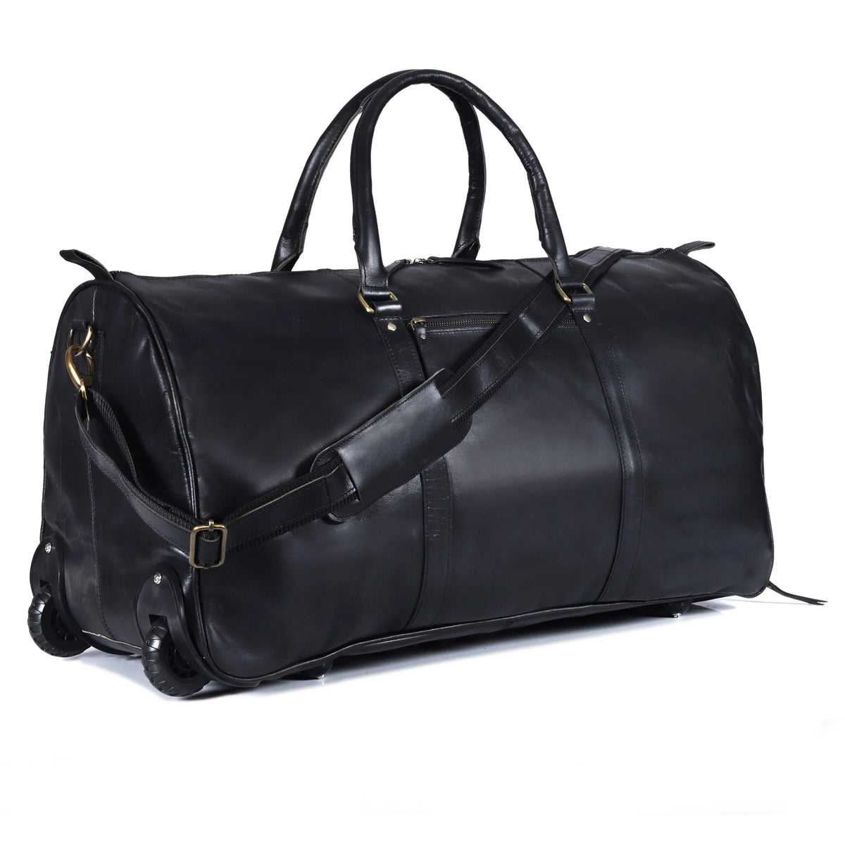 Premium Leather Trolley Duffle Bag