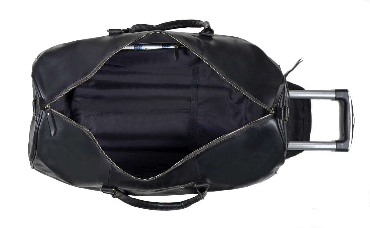 Premium Leather Trolley Duffle Bag