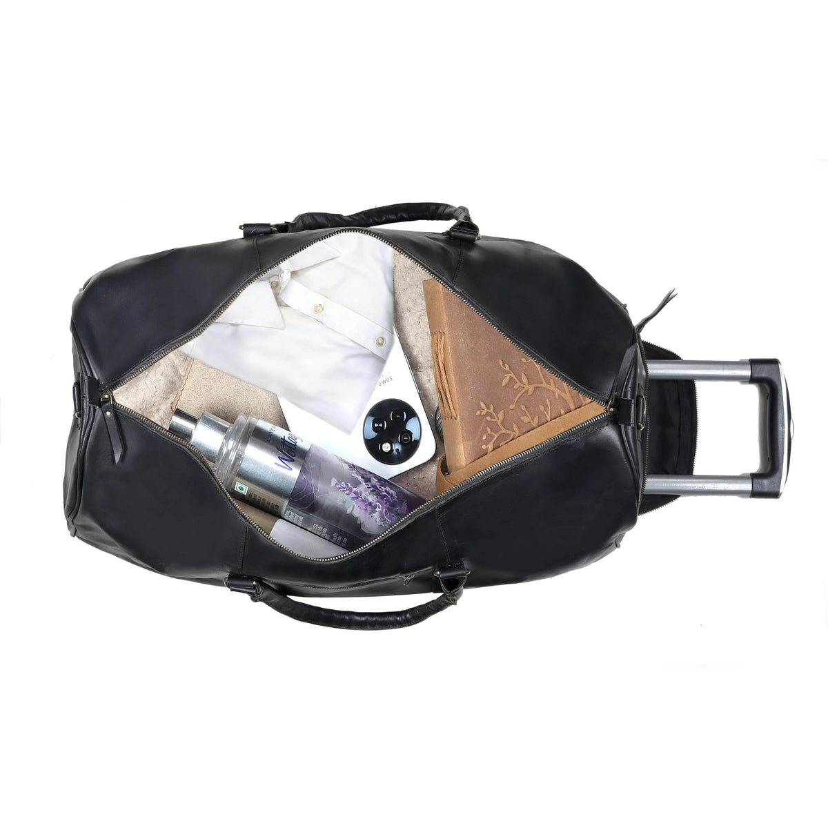 Premium Leather Trolley Duffle Bag