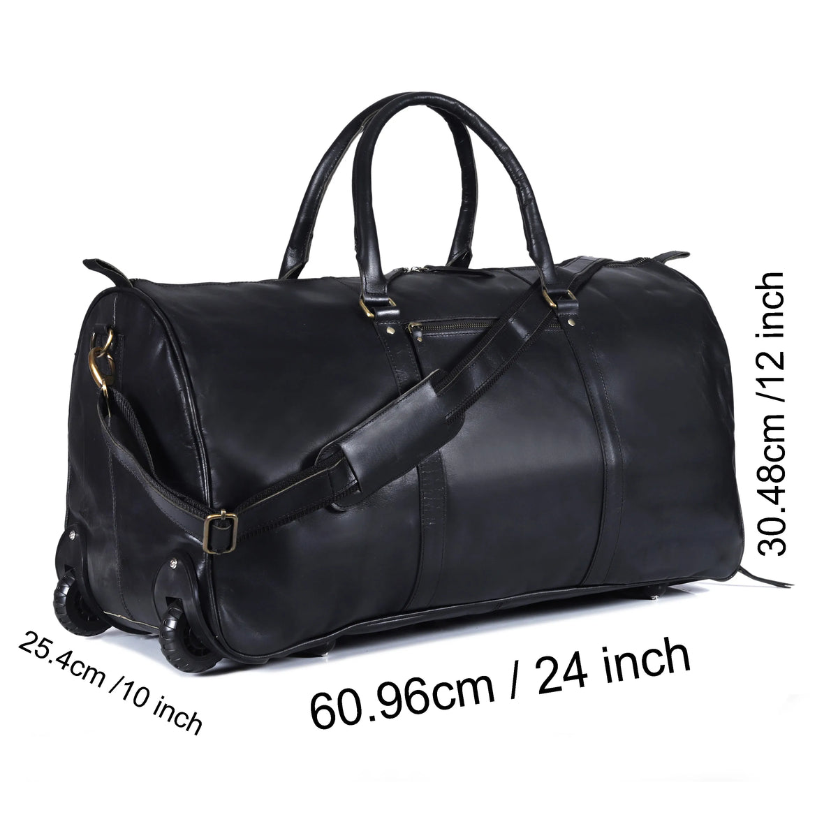 Premium Leather Trolley Duffle Bag