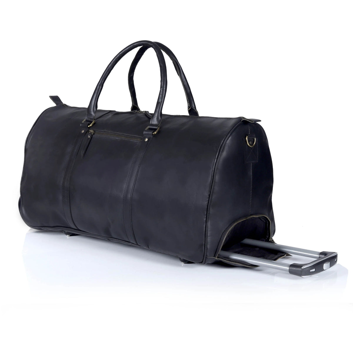 Premium Leather Trolley Duffle Bag
