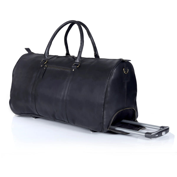 Premium Leather Trolley Duffle Bag