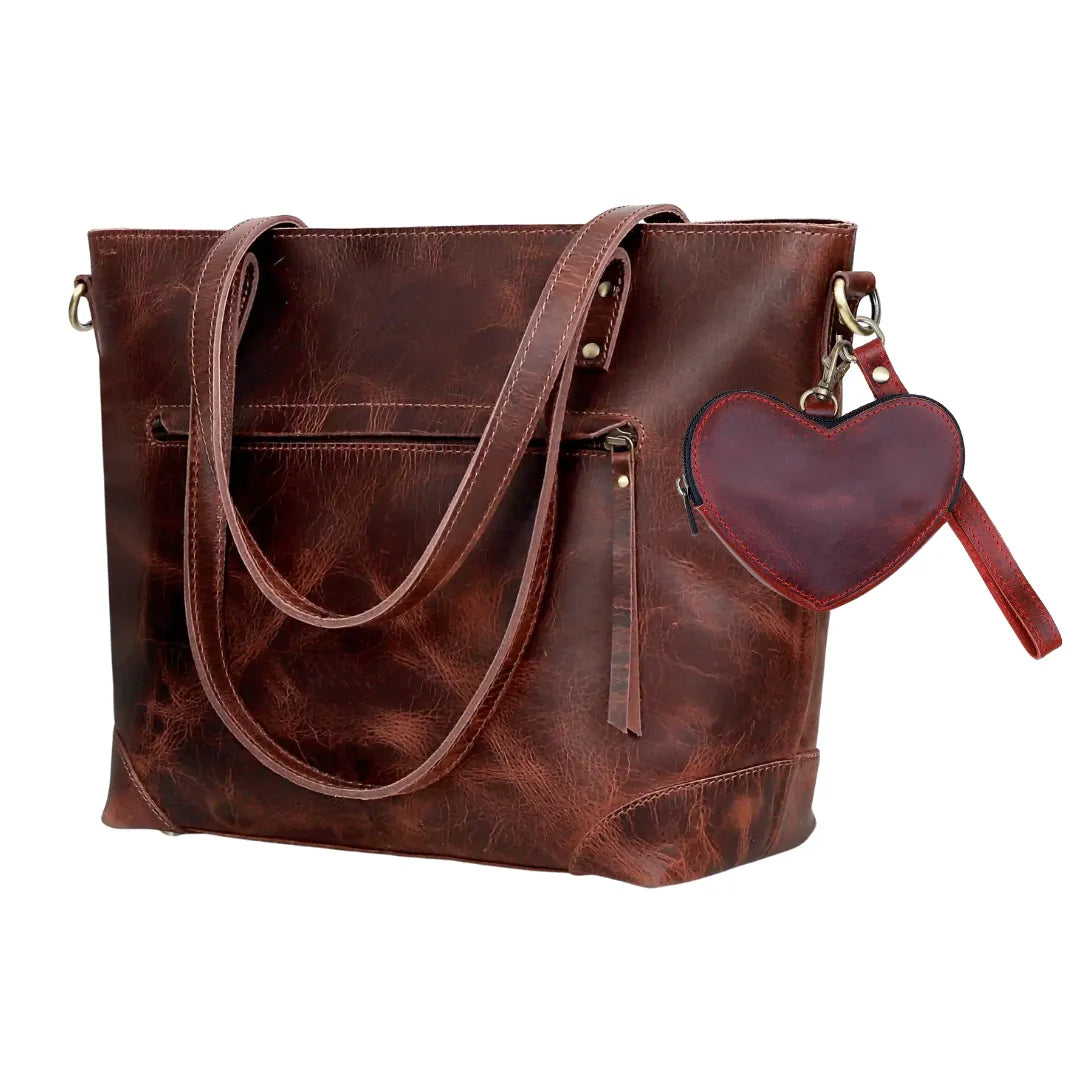 Marilyn Buffalo Leather Tote + Heart Wristlet