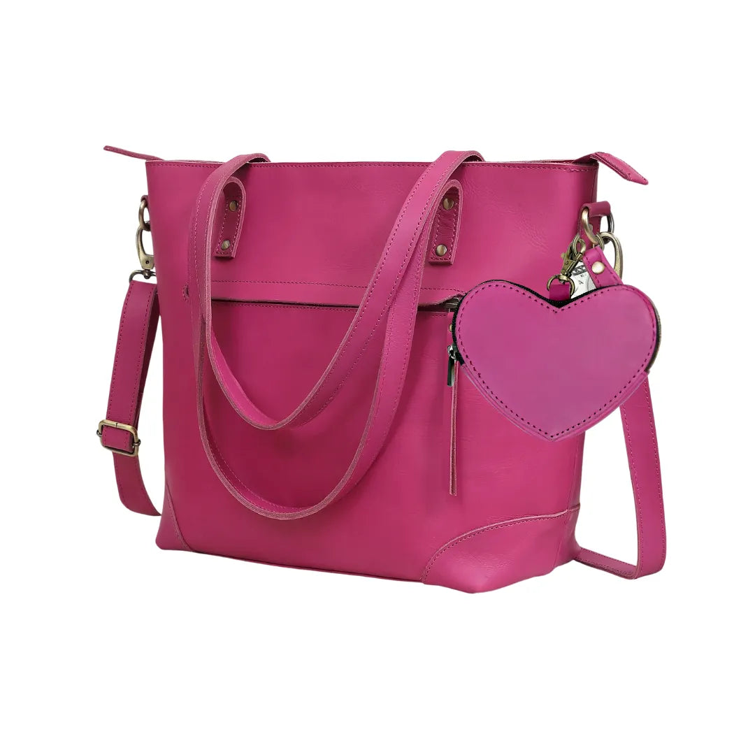 Marilyn Buffalo Leather Tote + Heart Wristlet