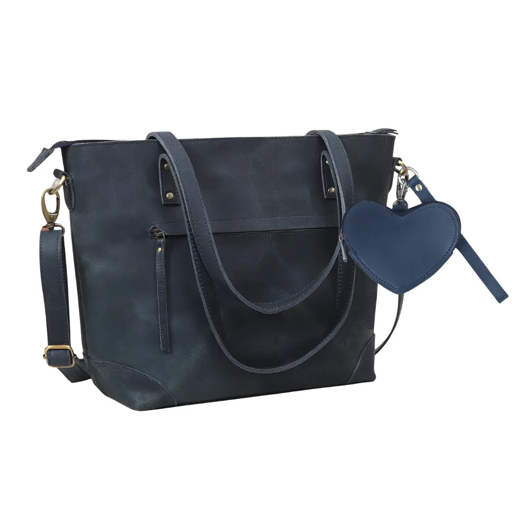 Marilyn Buffalo Leather Tote + Heart Wristlet