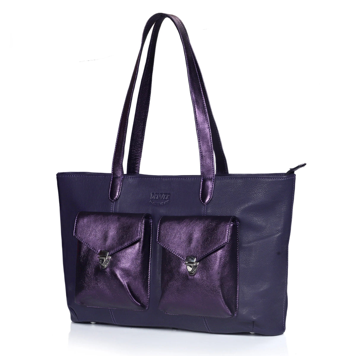 RICHIE RICH LARGE LEATHER TOTE BAG - BERRY PURPLE