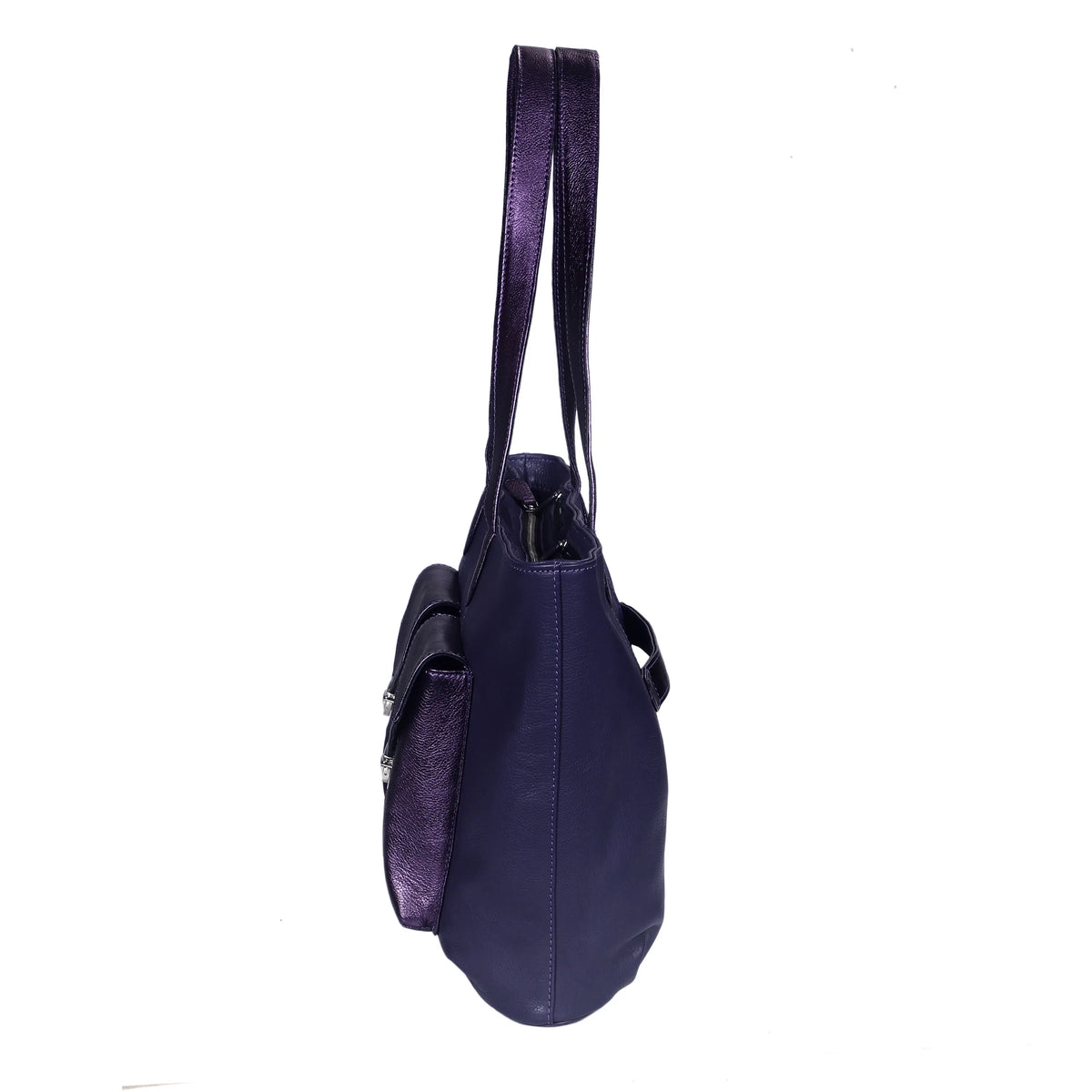 RICHIE RICH LARGE LEATHER TOTE BAG - BERRY PURPLE