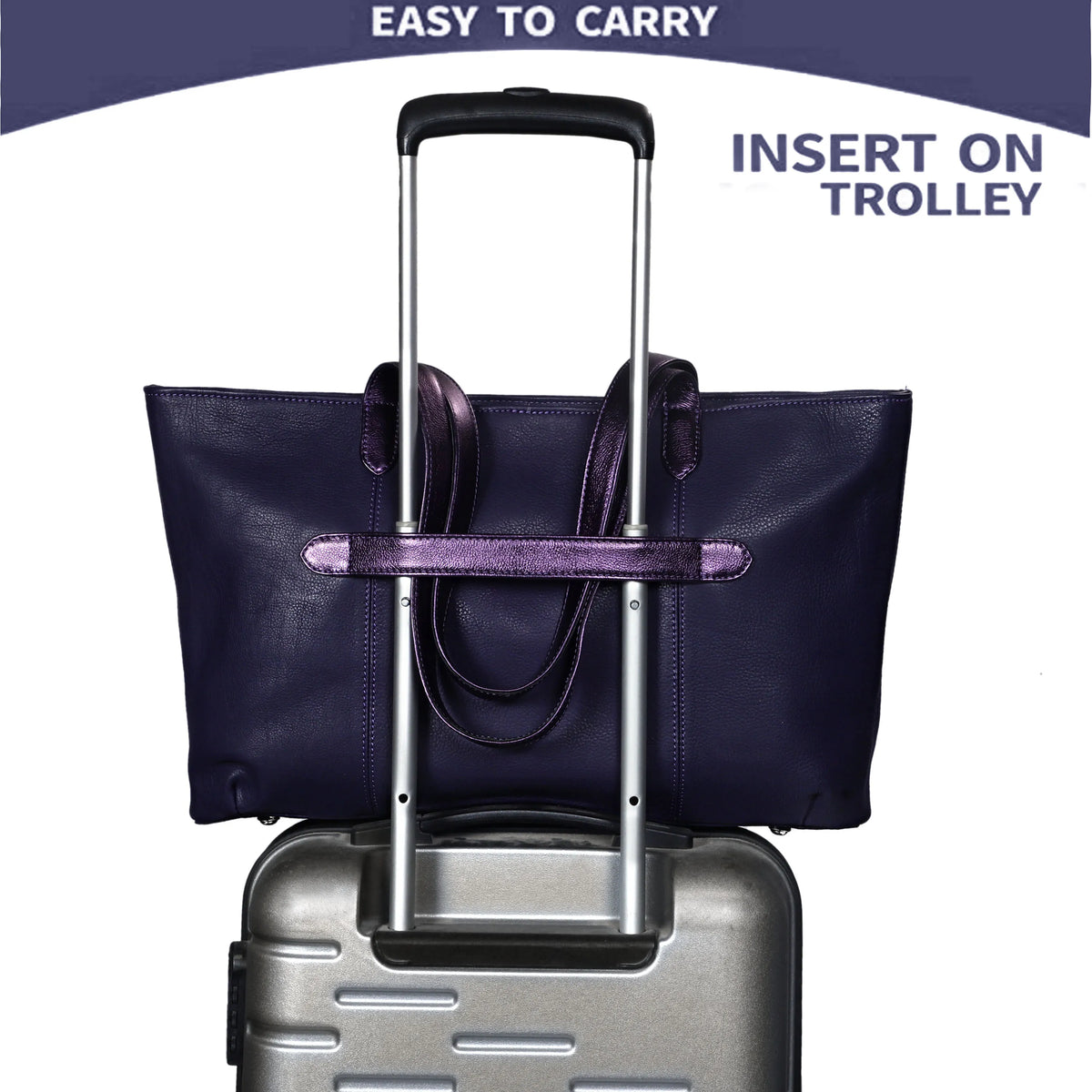 RICHIE RICH LARGE LEATHER TOTE BAG - BERRY PURPLE