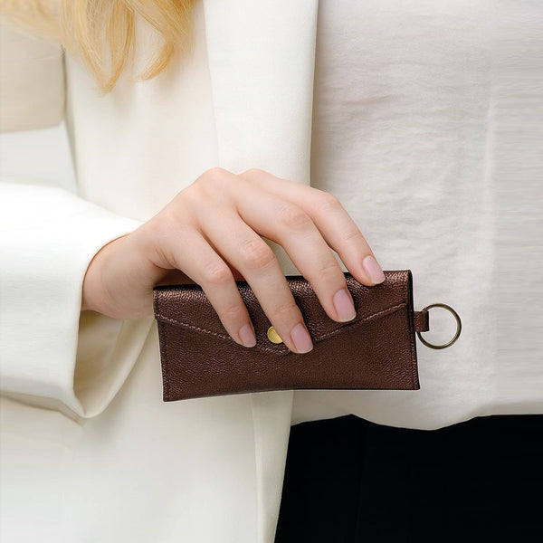 LUXE LEATHER COIN PURSE - CHOCO BROWN
