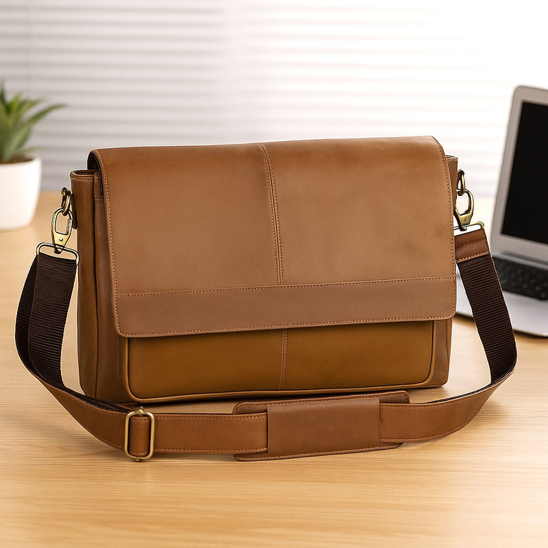 JAVIS UNISEX LEATHER MESSENGER BAG - denverleathercraft