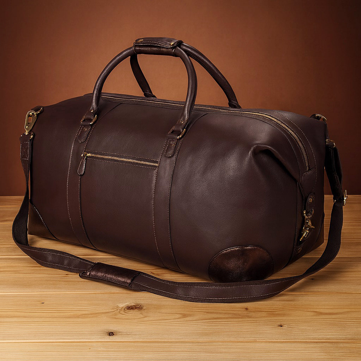 LUXE DUTCH LEATHER UNISEX DUFFEL BAG - CHOCO BROWN