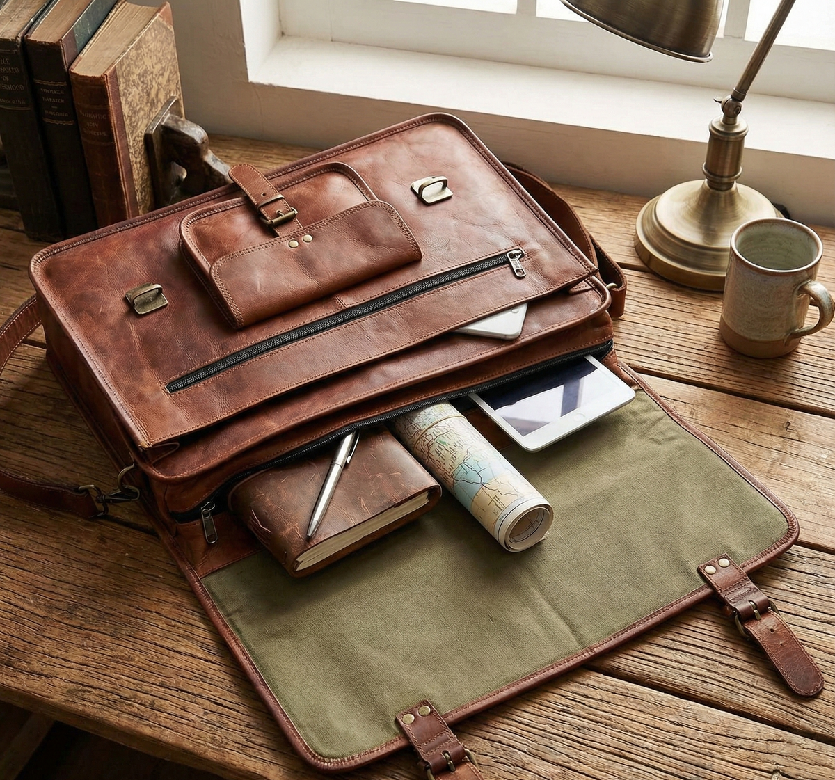 PILOT-MESSENGER-TASCHE AUS LEDER