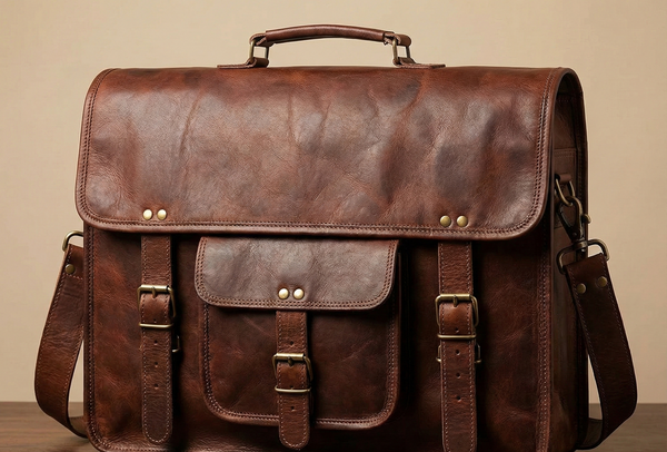 Men’s Leather Laptop Briefcase Messenger Bag – Office Satchel for Work