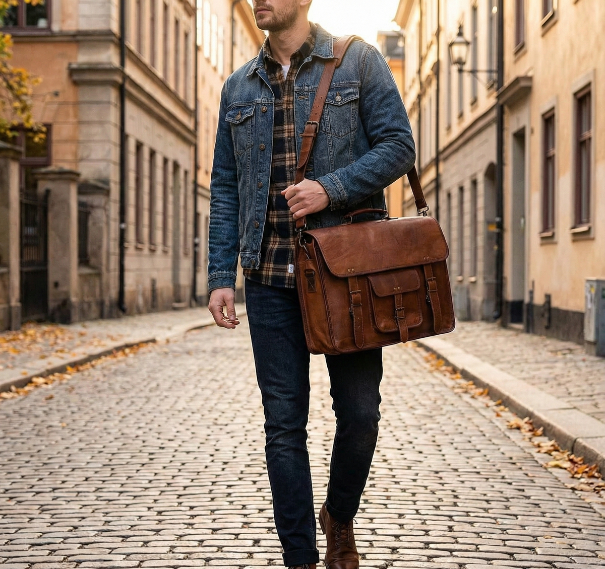 best men's travel messenger bag Pilot Leather Messenger Bag for Men